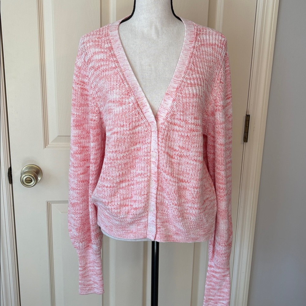 Paige Bastille Cardigan in Bubblegum Pink, Bishop sleeves, Cotton blend size XL